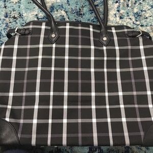 Brooks Brothers Plaid Leather Tote Bag